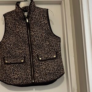 J. Crew Leopard Print Vest with Gold Zipper